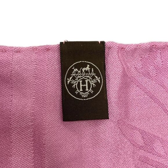 Auth HERMES New Libris - Pink Cashmere Silk Scarf - Picture 6 of 6